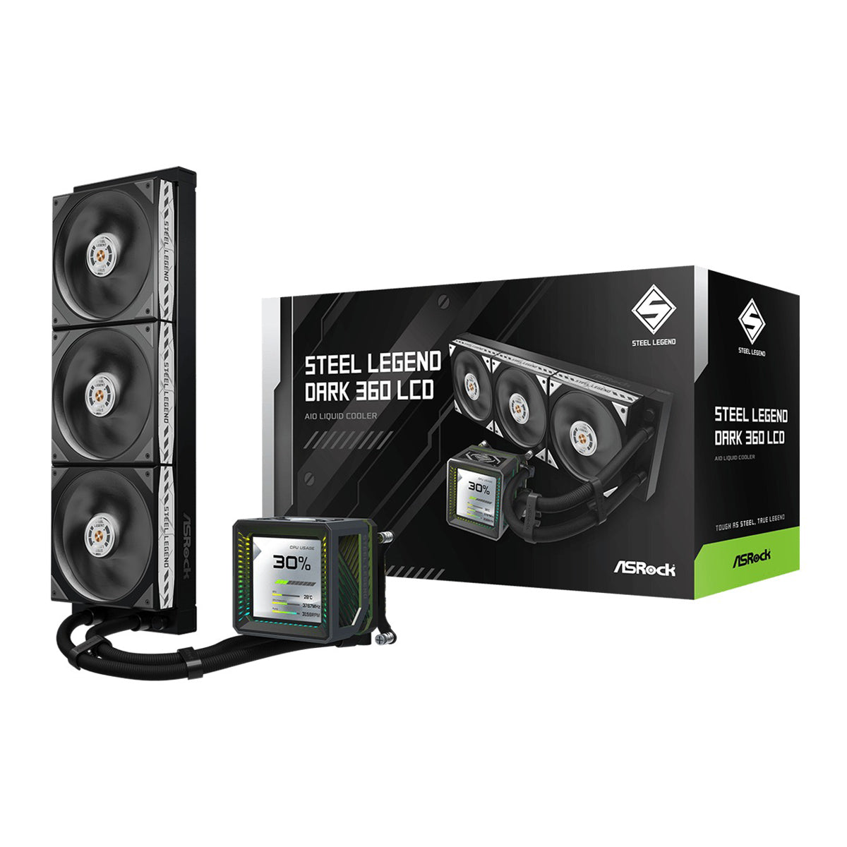 ASRock Steel Legend Dark 360 LCD AIO Liquid Cooler
