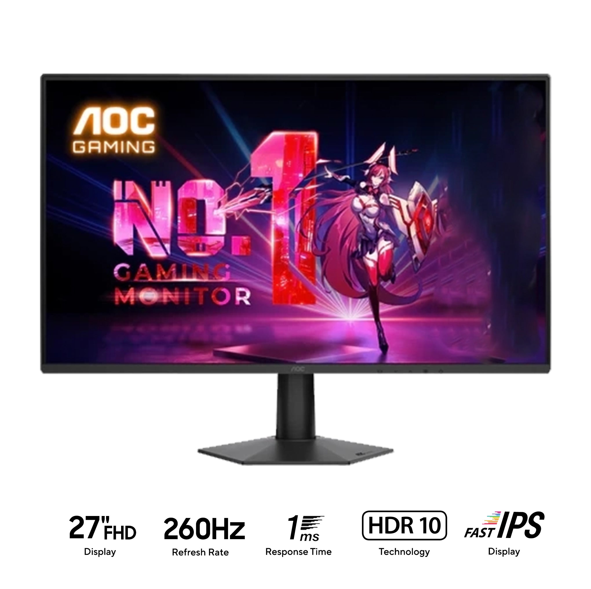 AOC 27G50Z 27" FHD (1920x1080) 260Hz (OC, 240Hz Native) 1ms GTG Fast IPS Gaming Monitor with Tilt Adjustment