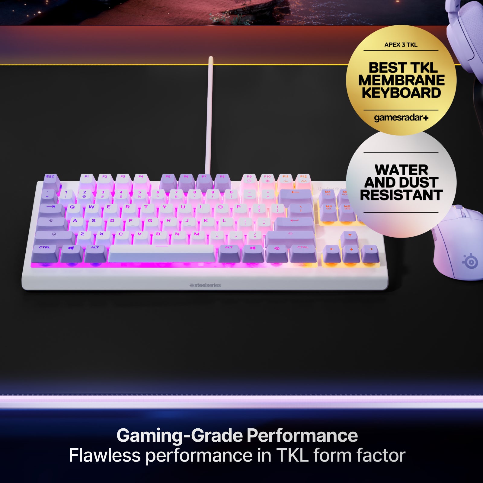 SteelSeries Apex 3 TKL RGB Gaming Keyboard (Amethyst) 