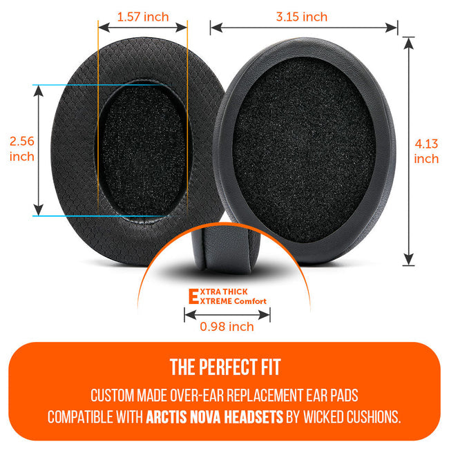 Wicked Cushions Arctis Nova Wired Earpads (Compatible w/ Arctis Nova 1/1P/1X, 3, 4/4P/4X, 5/5P/5X, 7/7P/7X, Nova Pro Wired) - WC FreeZe Cooling Gel