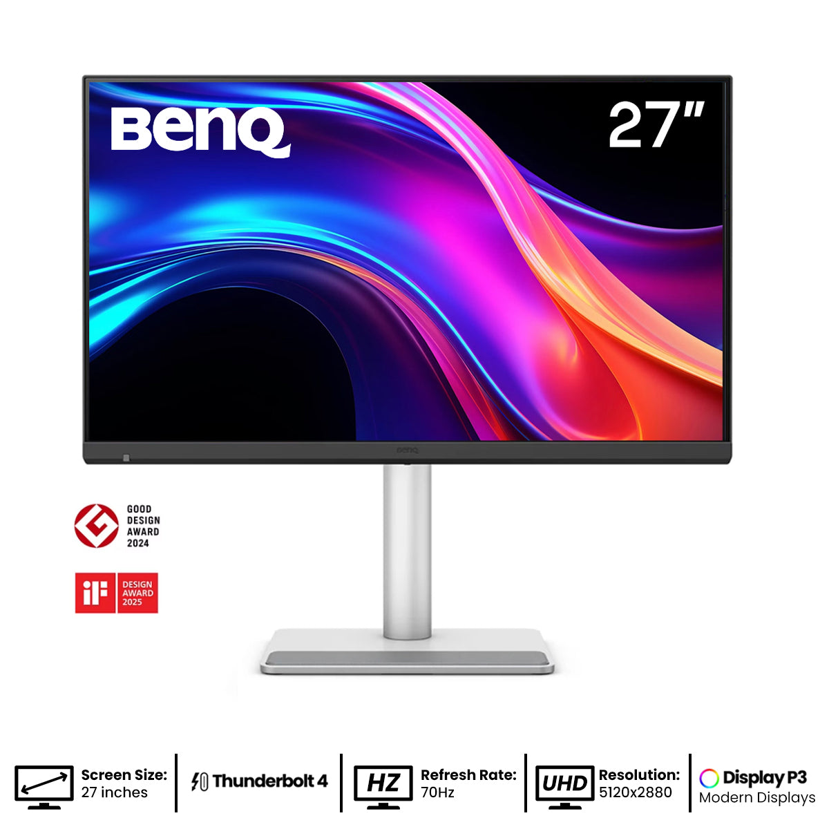 BenQ MA270S 27" IPS (5120x2880) 70Hz 5ms 5K HDR10 Nano Gloss Monitor For MacBook with Tilt/ Height/ Swivel/ Pivot Adjustment
