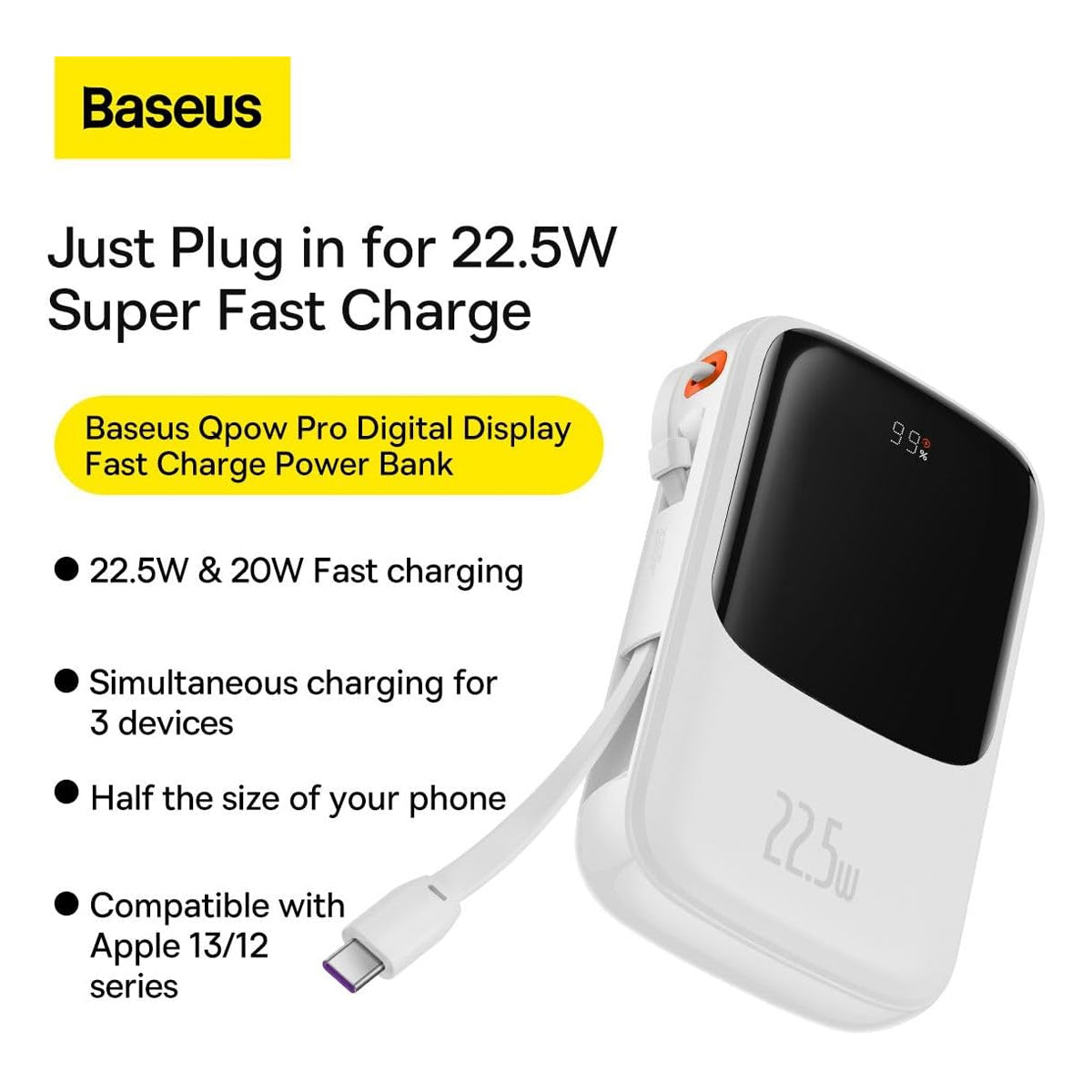 Baseus Qpow Pro Digital Display Fast Charge Power Bank Type-C 10000mAh