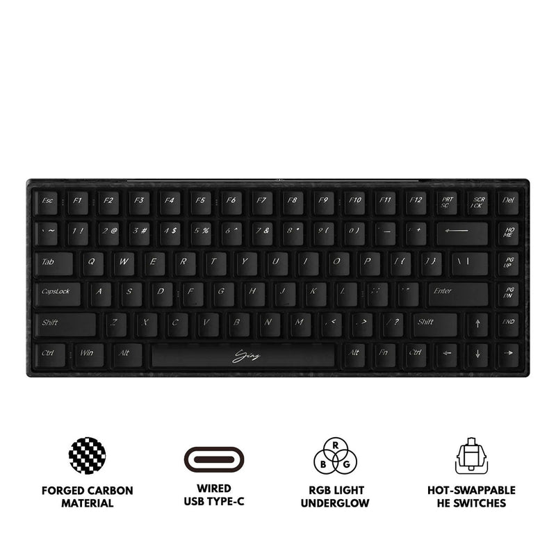 WLMouse YING75 Carbon Fiber Keyboard Nightfall Switch (Custom Gateron)
