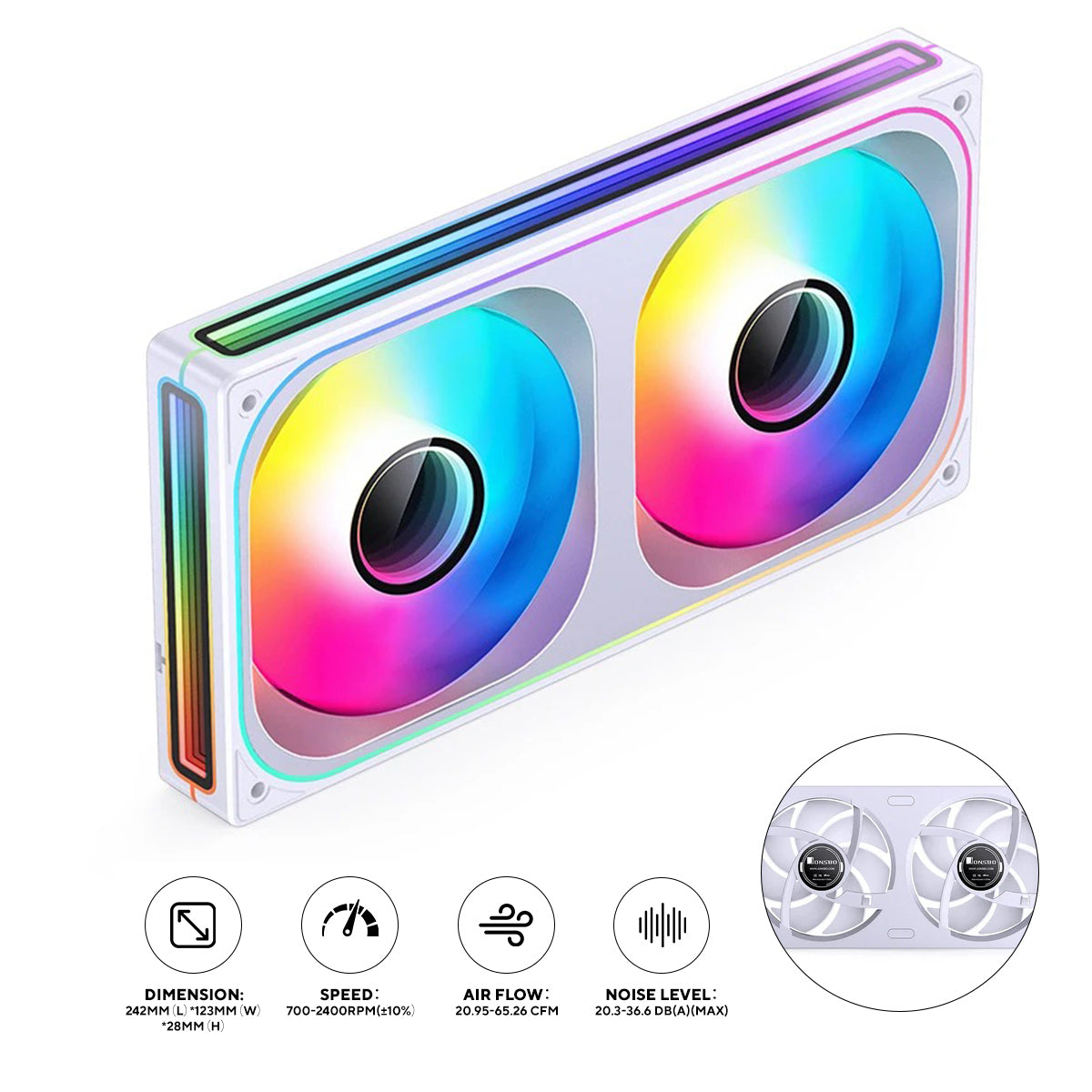 Jonsbo ZB-240W 25MM ARGB Infinity Mirror Series Fan (White)