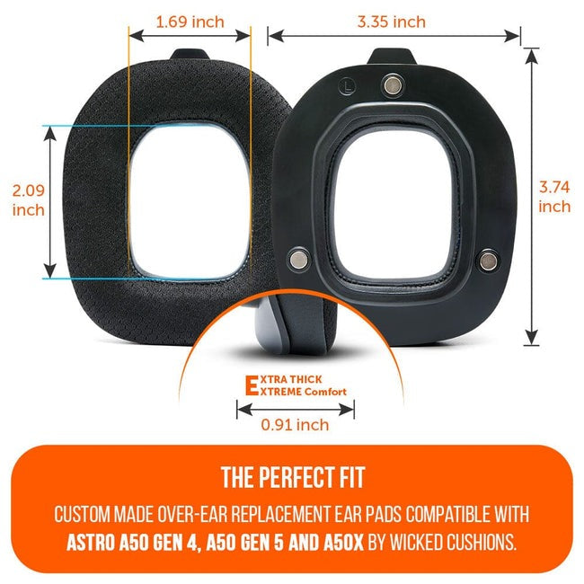Wicked Cushions Astro A50 Gen 4 / Astro A50 Gen 5 / Astro A50X Earpads - WC FreeZe Cooling Gel (Black, Black Camo, 90s White, 90s Black)