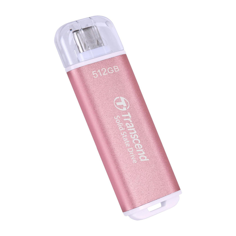 Transcend ESD300 512GB Dual USB 10Gbps Read up to 1050MB/s Type-C Portable SSD (Pink) (TS512GESD300P)