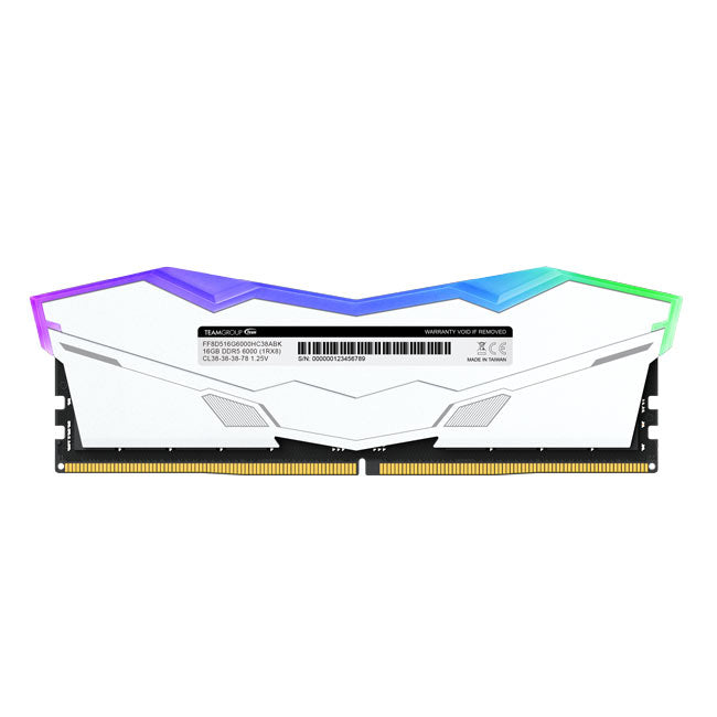 Teamgroup T-Force Delta ARGB 16GB (1x16GB) DDR5 Gaming Desktop Memory (White)