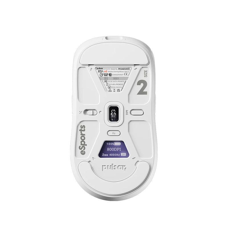 Pulsar X2A eS eSports Tournament Ed. Ambidextrous Symmetrical Wireless Gaming Mouse Size 2 (White)