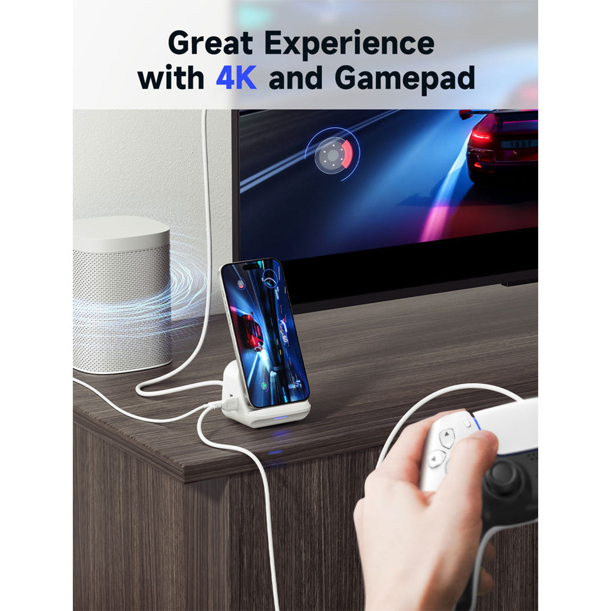 JSAUX USB-C 8-in-1 Docking Station with Phone Holder (White) (HB0802)