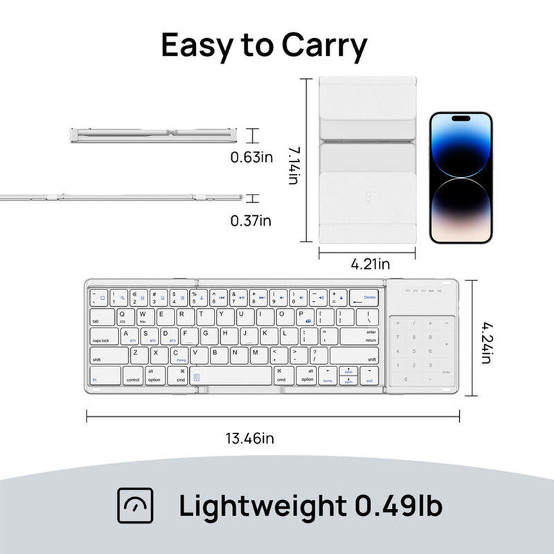 SODI B077T 65 Keys Wireless Foldable Keyboard with Touchpad (Silver)