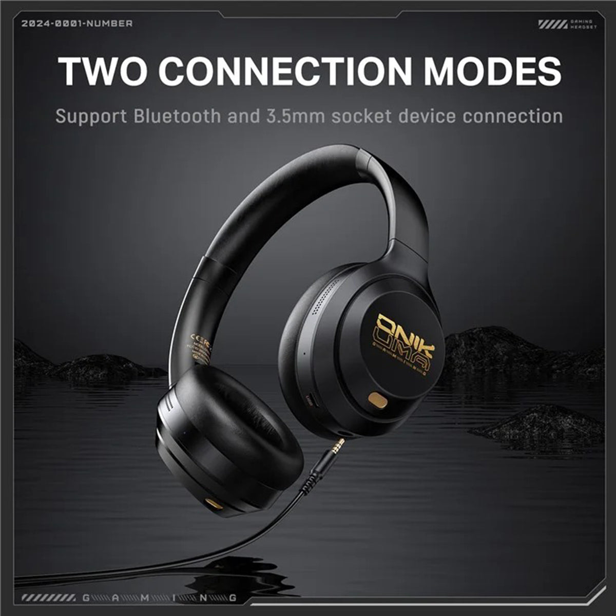 Onikuma GT811 Wireless Gaming Headset with Noise Cancellation (Black)