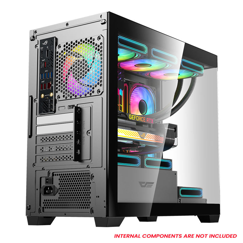 DarkFlash DS900M Luxury M-ATX Front & Side Glass Panel PC Case (Black)