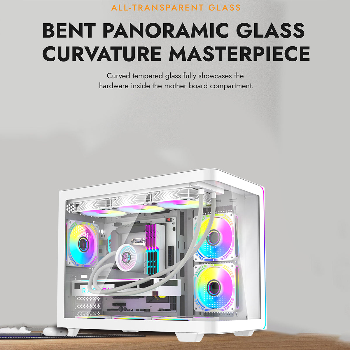 Darkflash L285M Luxury M-ATX PG Gase Curved Glass Panel PC Case (Black, White)