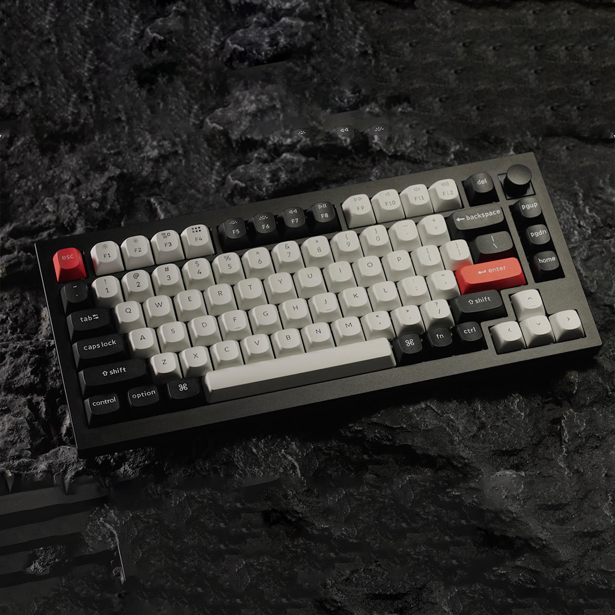 Keychron Q1 HE QMK 75% Fully Assembled Knob RGB Backlight Hot-Swappable Wireless Magnetic Switch Keyboard (Carbon Black, Shell White) (Gateron Double-Rail Magnetic Nebula Switch) (Q1H-M1)
