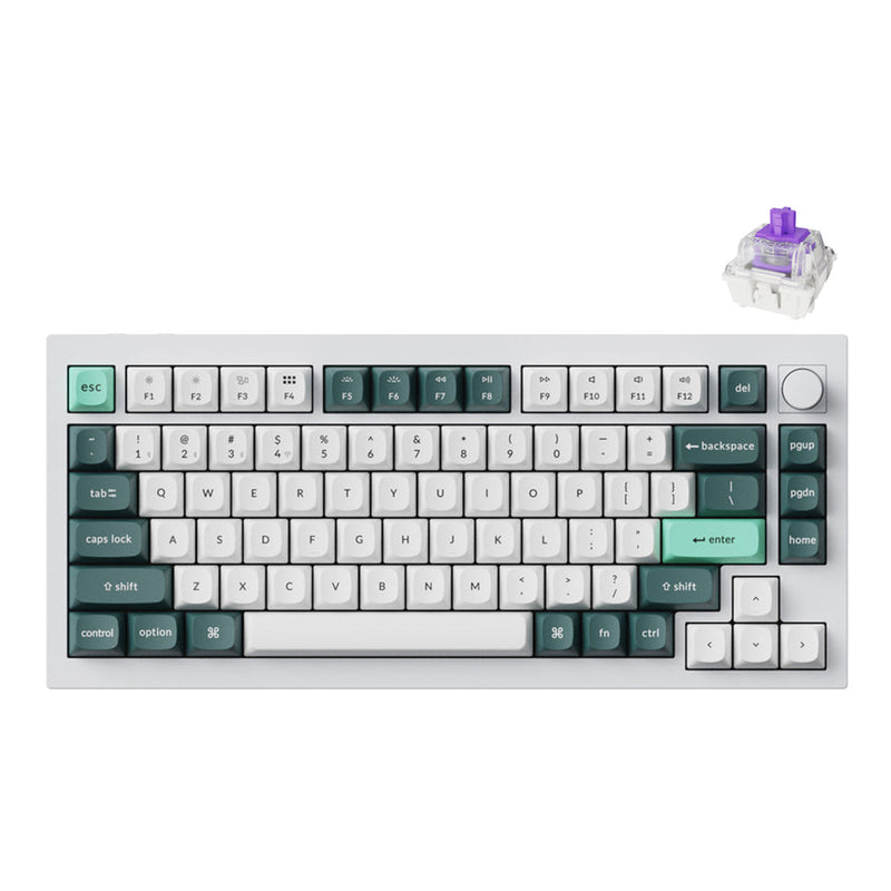 Keychron Q1 HE QMK 75% Fully Assembled Knob RGB Backlight Hot-Swappable Wireless Magnetic Switch Keyboard (Carbon Black, Shell White) (Gateron Double-Rail Magnetic Nebula Switch) (Q1H-M1)