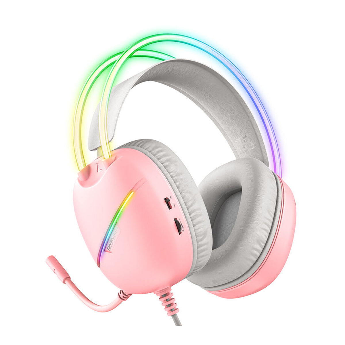 Onikuma X33 RGB Wired Gaming Headset with Noise Cancelling Microphone (Black, Pink)