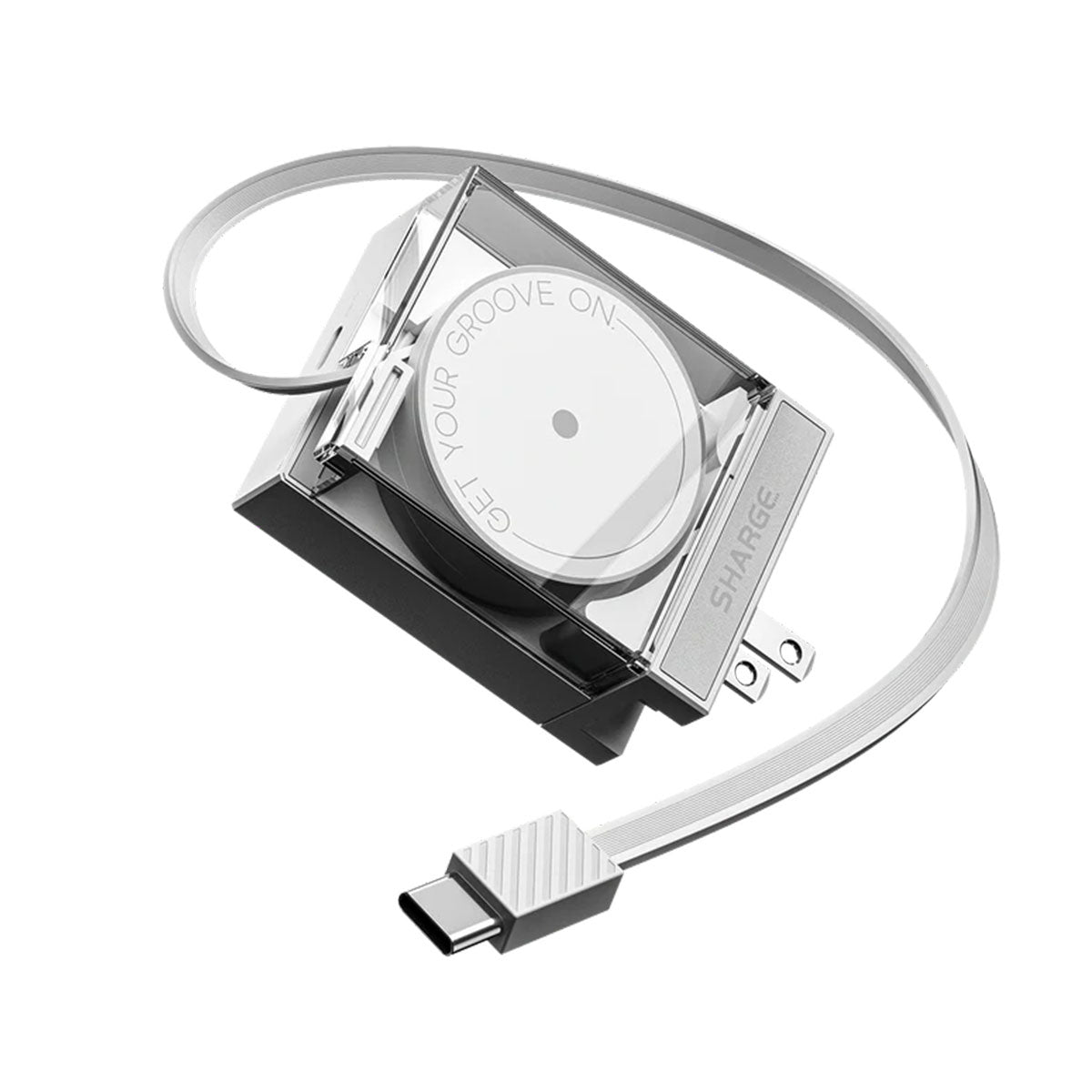 Sharge Retractable 65 USB-C Charger (White, Black) (S4U)
