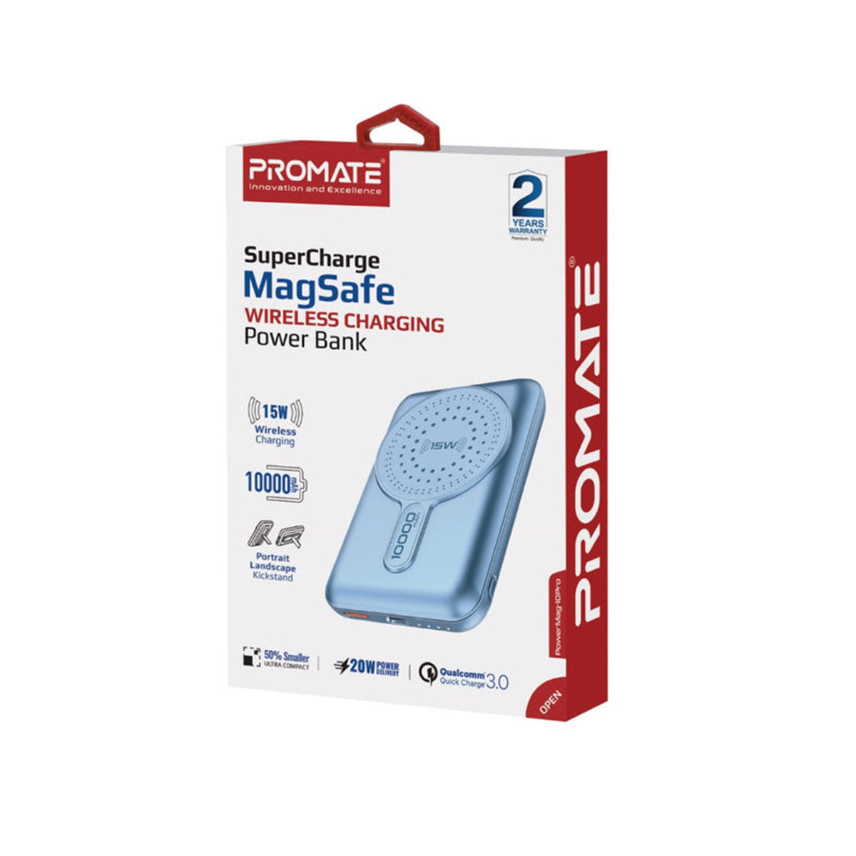 Promate Powermag-10Pro 10000MAH Super Charge Magsafe 15W Wireless Charging Power Bank