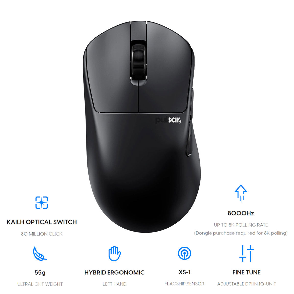 Pulsar X3 LHD Ultralight Weight eSports Mouse Size 2 (Black) (PX3L21)