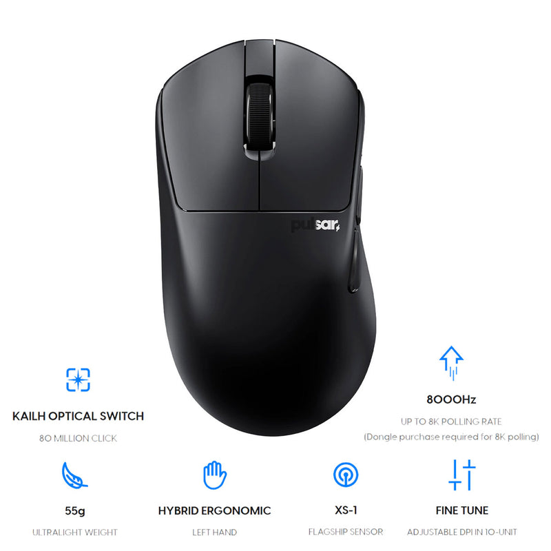 Pulsar X3 LHD Ultralight Weight eSports Mouse Size 2 (Black) (PX3L21)