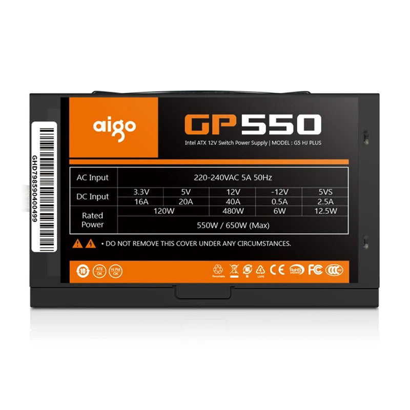Aigo G5 HJ Plus GP550 550W 80+ Bronze Intel ATX 12V Switch Power Supply