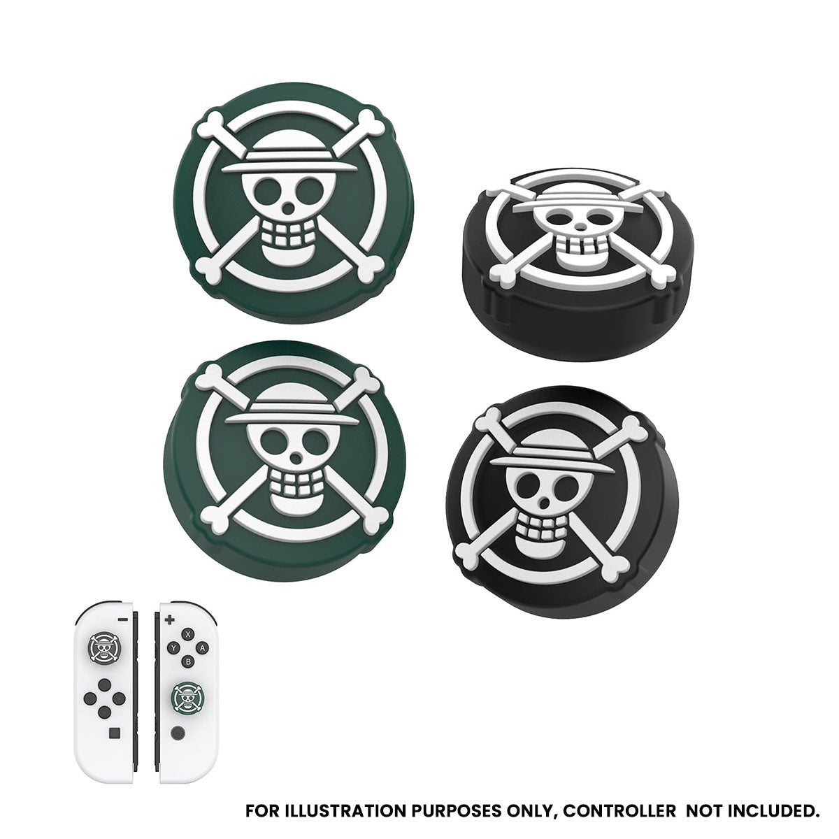 IINE Silicone Thumb Grip Caps For PS5 / Nintendo Switch Pro (Skull) (Green/Black) (L912)