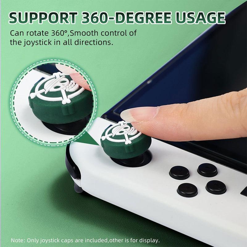 IINE Silicone Thumb Grip Caps For PS5 / Nintendo Switch Pro (Skull) (Green/Black) (L912)