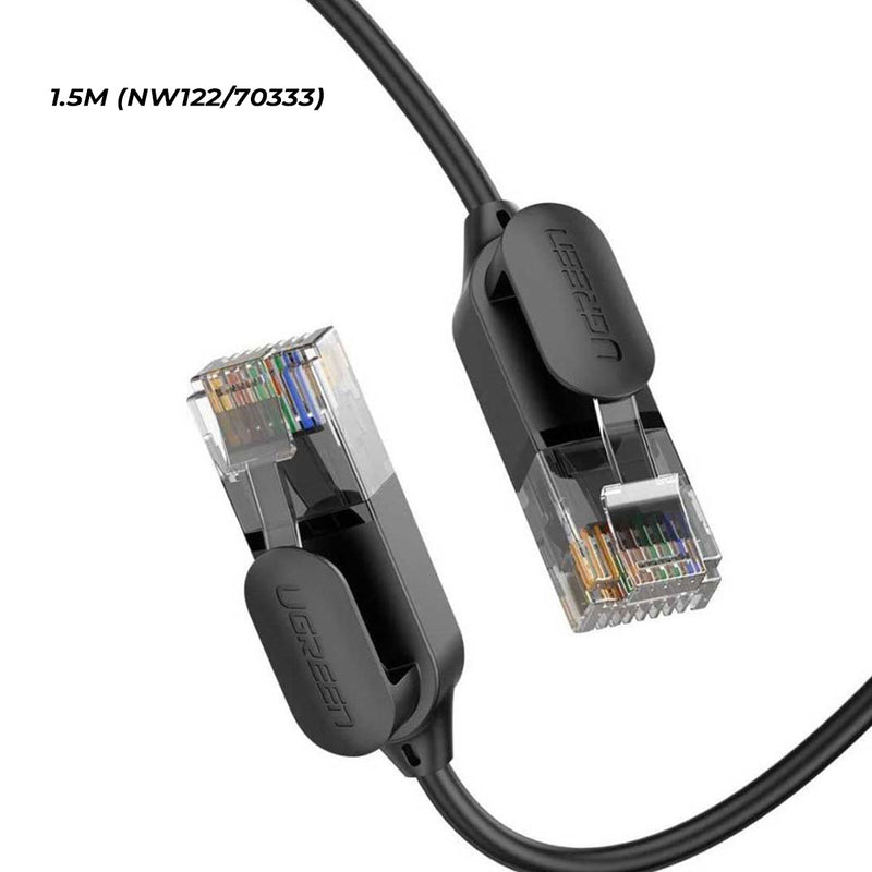 UGreen CAT6A UTP Round & Ultra Slim Pure Copper Ethernet Cable - Black (1M, 1.5M) (NW122/70332, 70332)