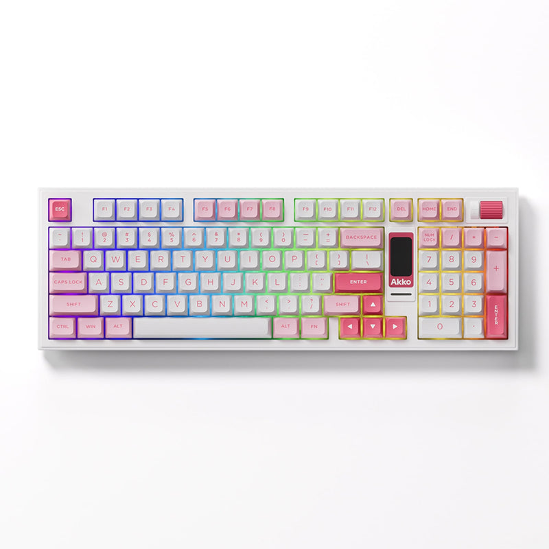 Akko 5098B Prunus Lannesiana Multi-Mode RGB Hot-Swappable Mechanical Keyboard with 1.47" LCD Screen (Akko V3 Piano Pro Switch)