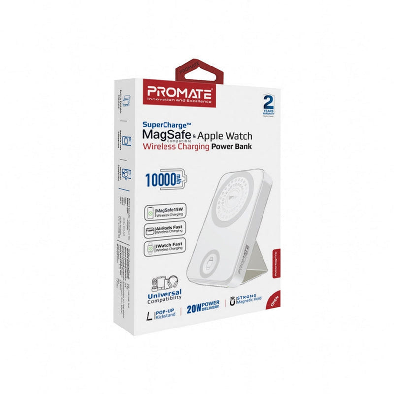 Promate Powermag-Trio 10000MAH Supercharge Magsafe Compatible And Apple Watch Wireless Charging Power Bank
