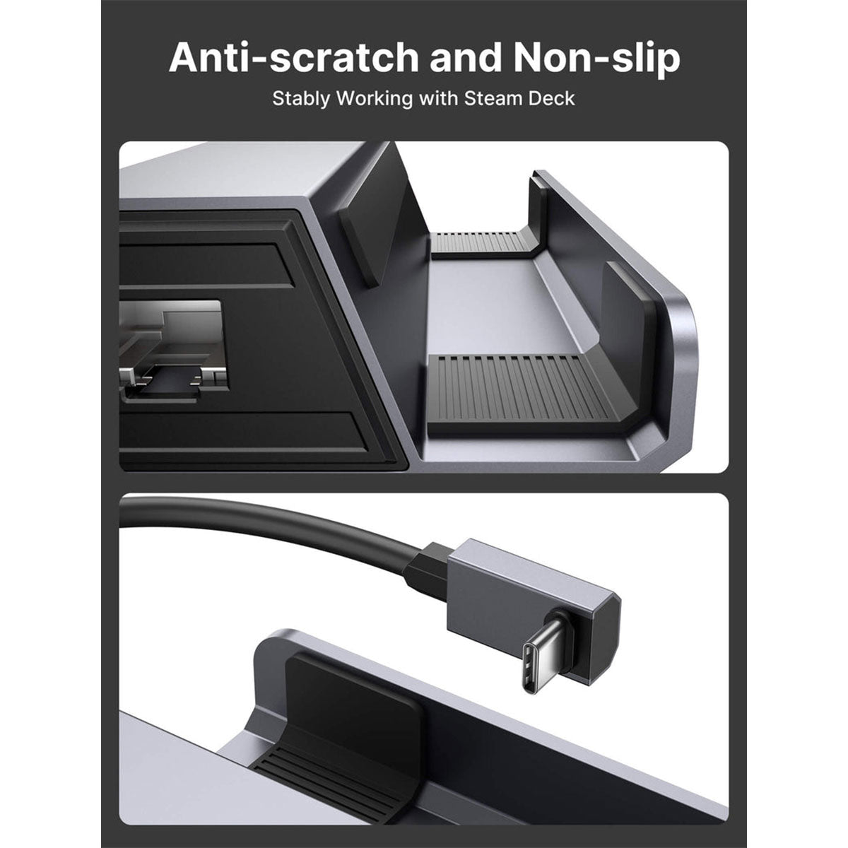 JSAUX USB-C 5-in-1 Docking Station for Steam Deck/ Steam Deck OLED/ ROG Ally/ ROG Ally X/ Legion Go (Grey) (HB0602)