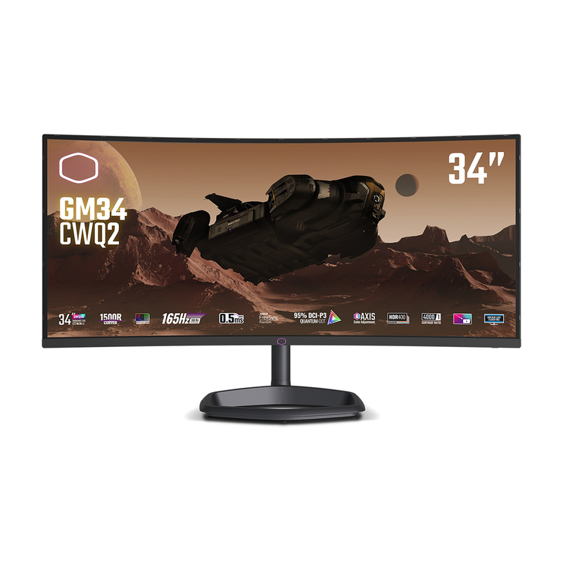 Cooler Master GM34-CWQ2 34" UWQHD (3440x1440) 180Hz 0.5ms (MPRT) VA Quantum Dot FreeSync Curved Gaming Monitor