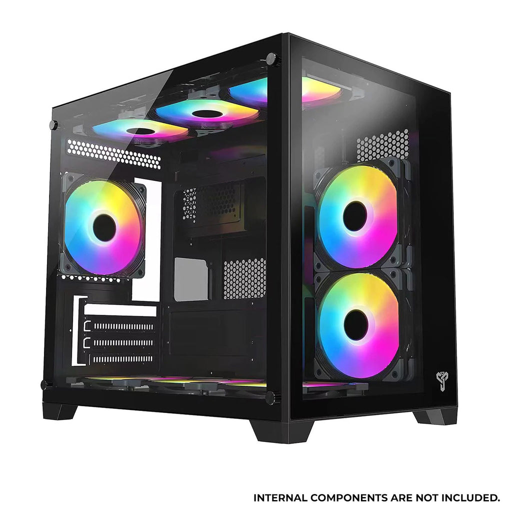 Trendsonic Olaf OL31M Dual Chamber TG Gaming Micro ATX Case (Black, White)