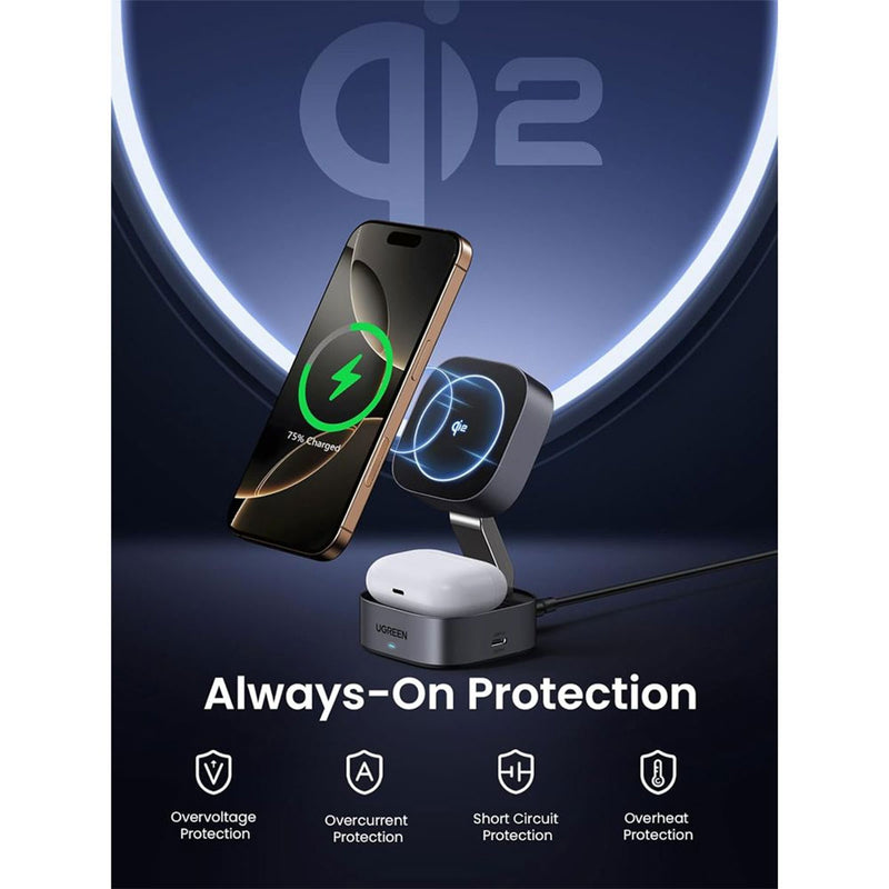 UGreen Magnetic Attachment 15W 2-in-1 Magnetic Wireless Charger (W702/35316)