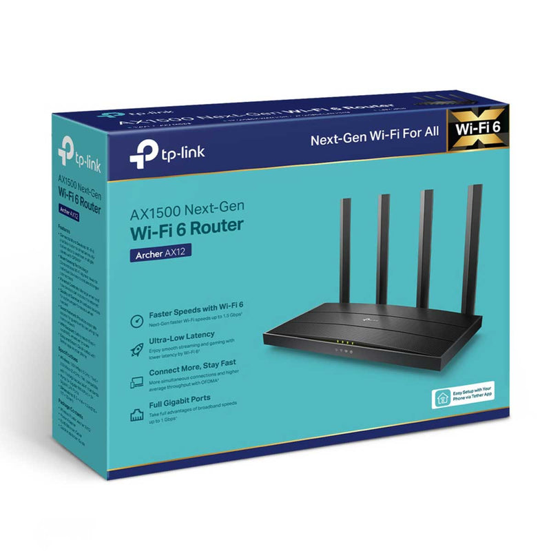 TP Link AX1500 Next Gen WiFi 6 Router Archer AX12 tp-link-ax1500-next-gen-wifi-6-router-archer-ax12