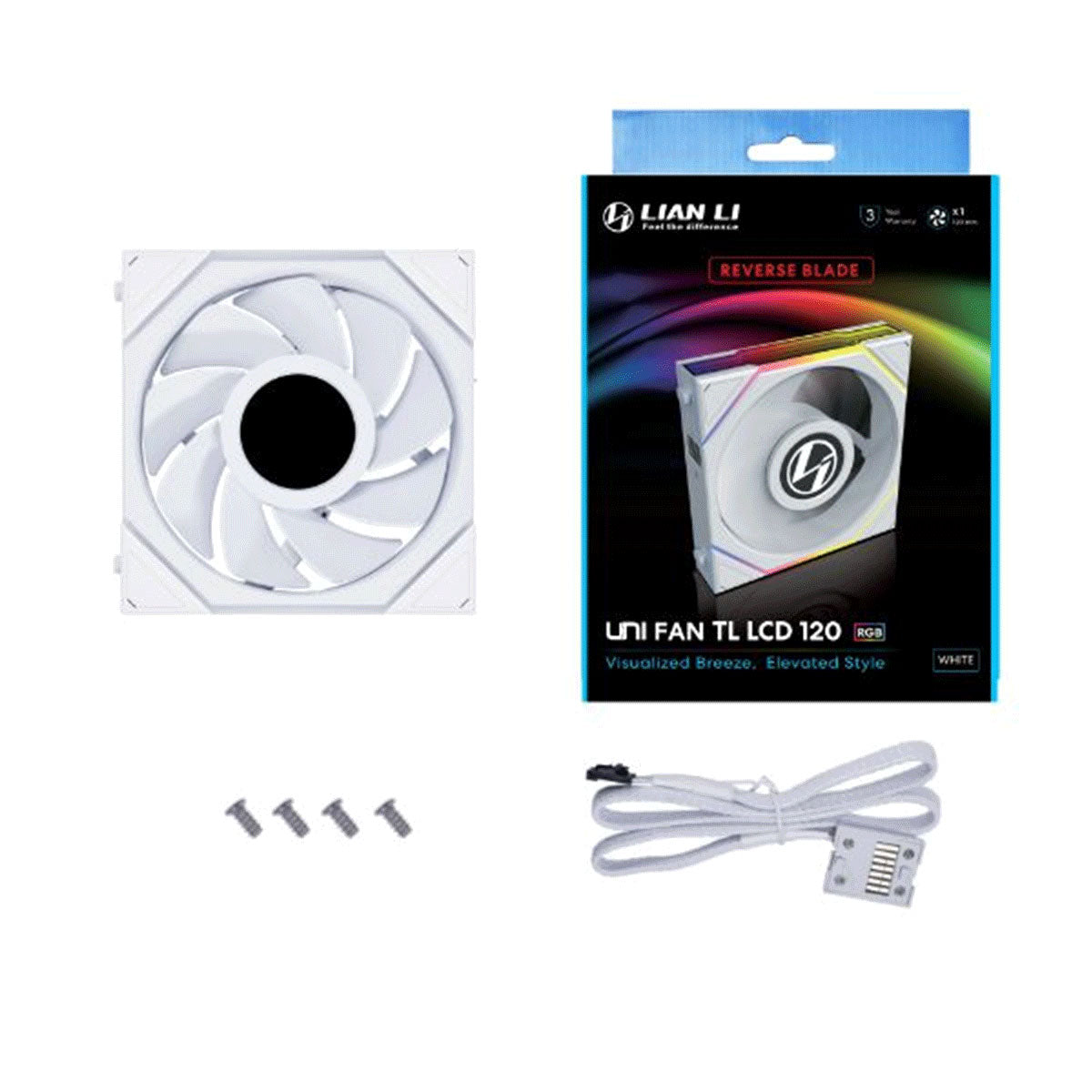 LIANLI UNI FAN TL LCD 120 Reverse Blade WT 3pack (コントローラ付属