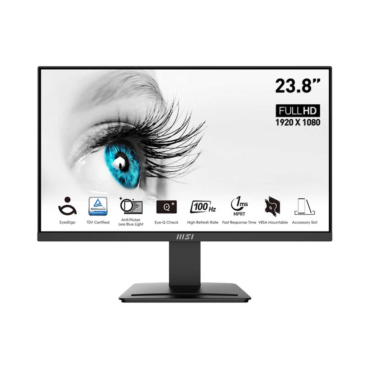 MSI PRO MP2412 23.8" FHD VA 100HZ 1MS MPRT 4MS GTG Business Productivity Monitor (Black)