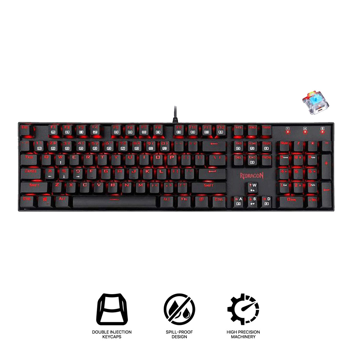 Redragon Mitra Mechanical Gaming Keyboard (Dust-Proof Blue, Dust-Proof Red) (K551-1)