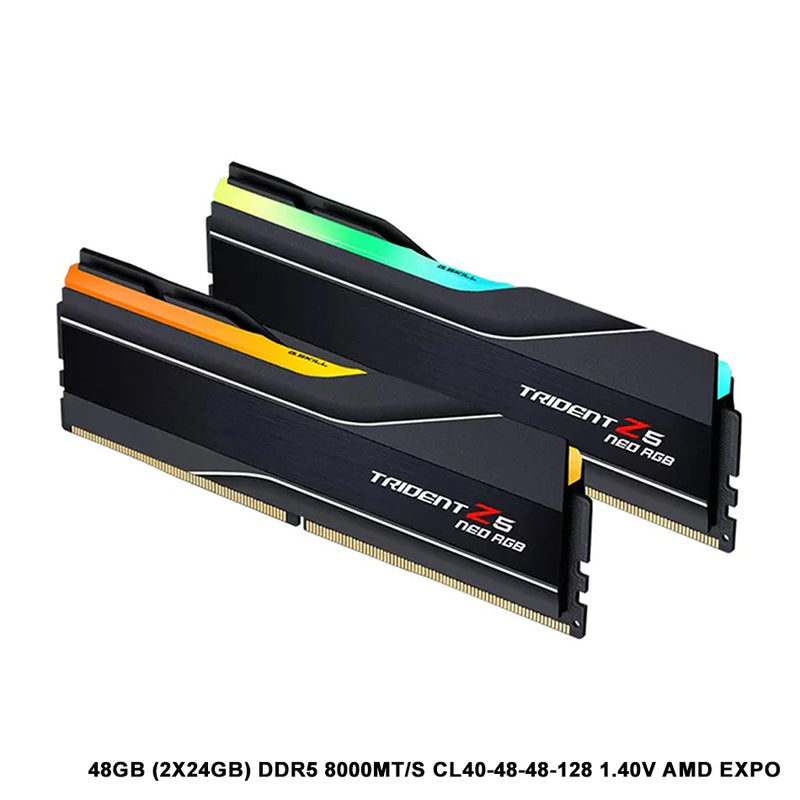 G.Skill Trident Z5 Neo RGB 48GB (2x24GB) DDR5 8000MT/s CL40-48-48-128 1.40V Amd Expo Desktop Memory (F5-8000J4048G24GX2-TZ5NR)