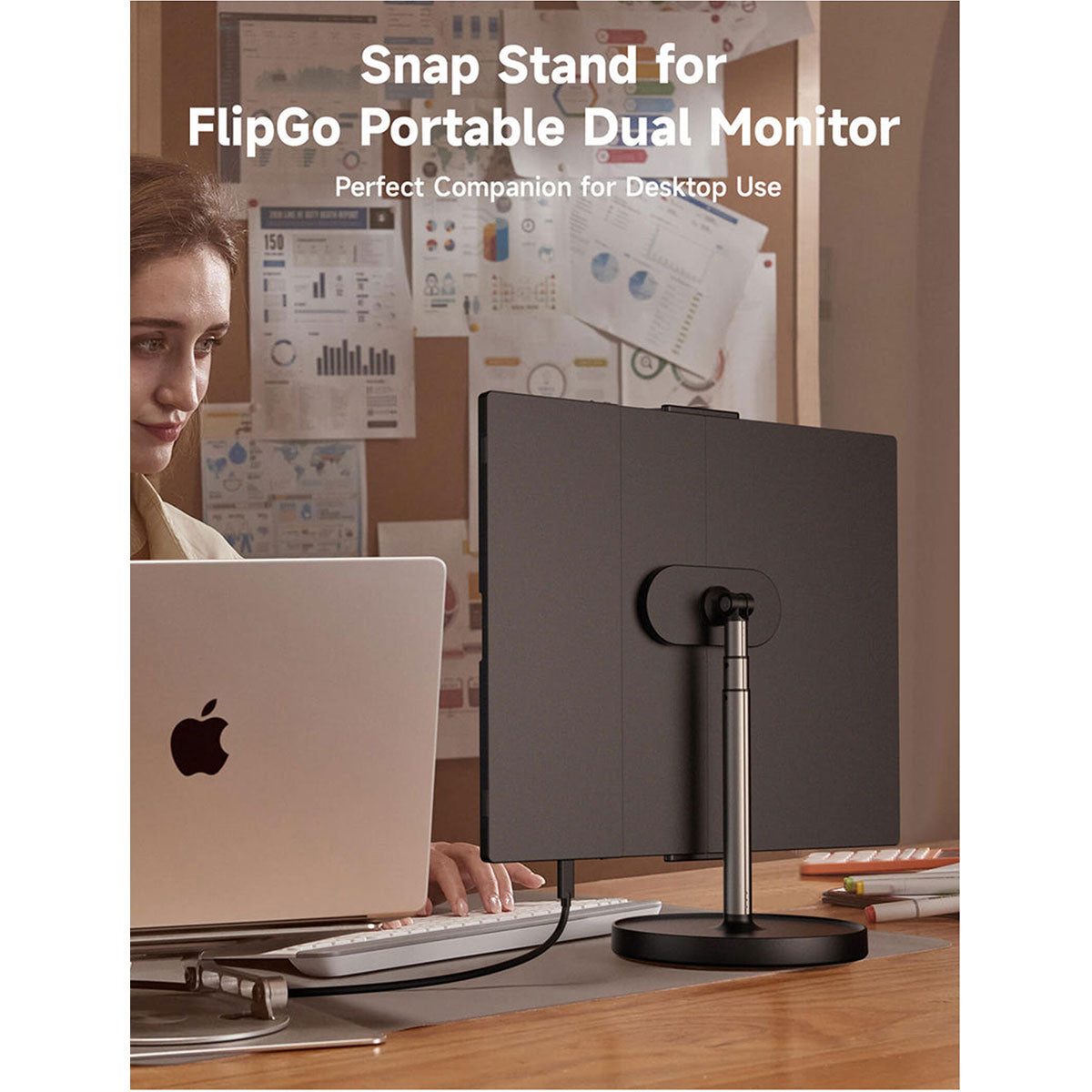 JSAUX Snap Stand for FlipGo Dual Stacked Portable Monitor (Black) (SD0201A)
