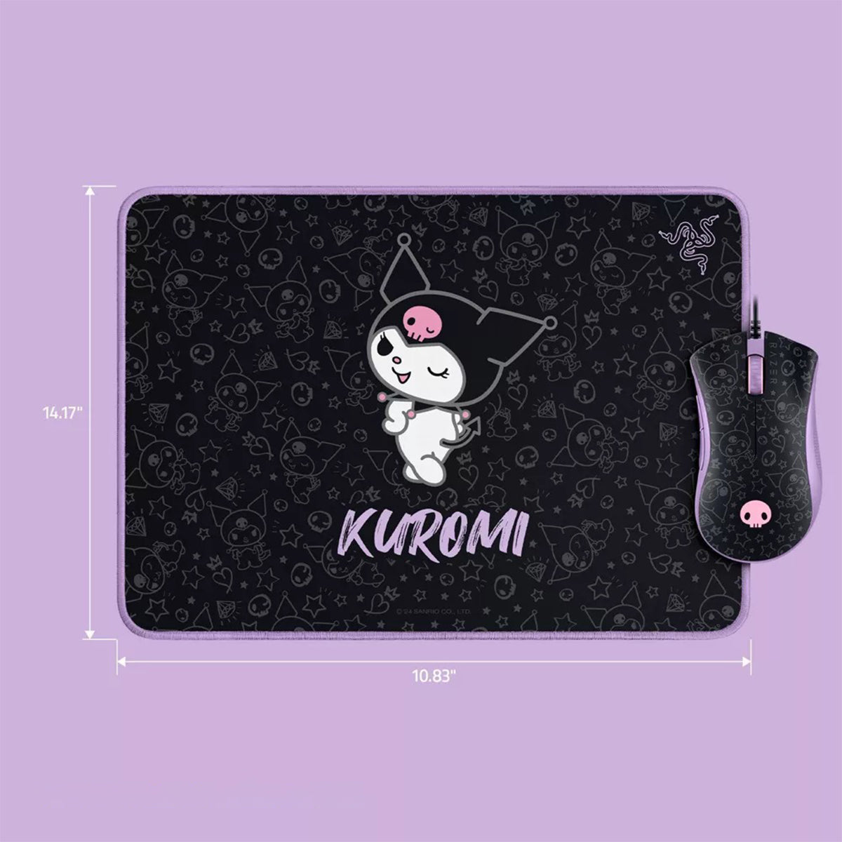 Razer DeathAdder Essential Ergonomic Wired Gaming Mouse + Goliathus Soft Gaming Mouse Mat Bundle (Kuromi Edition)