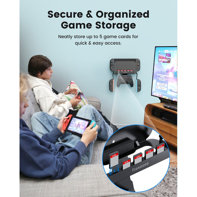 Transnovo Wall Mount with 5 Game Card Storage Slots & 4 Joy-Pad Bracket & Controller Holder 