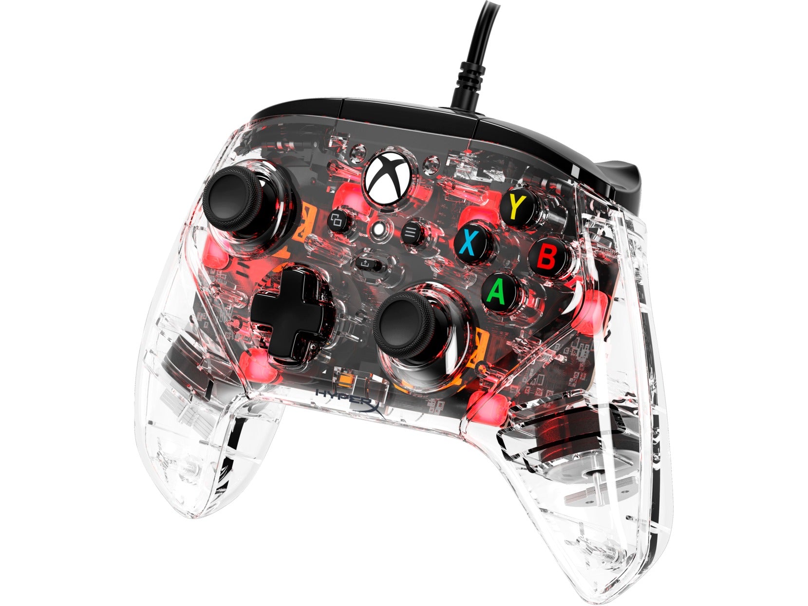 HyperX Clutch Gladiate RGB Wired Gaming Controller w/ Full Body RGB Lighting for Xbox (Clear)