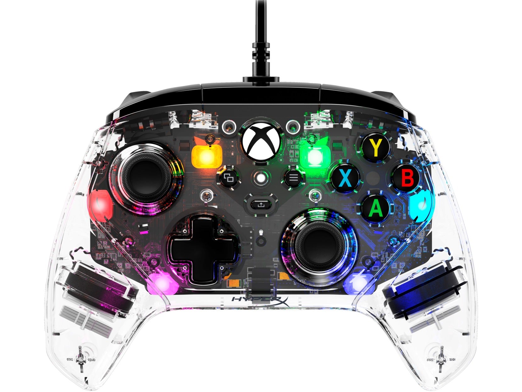 HyperX Clutch Gladiate RGB Wired Gaming Controller w/ Full Body RGB Lighting for Xbox (Clear)