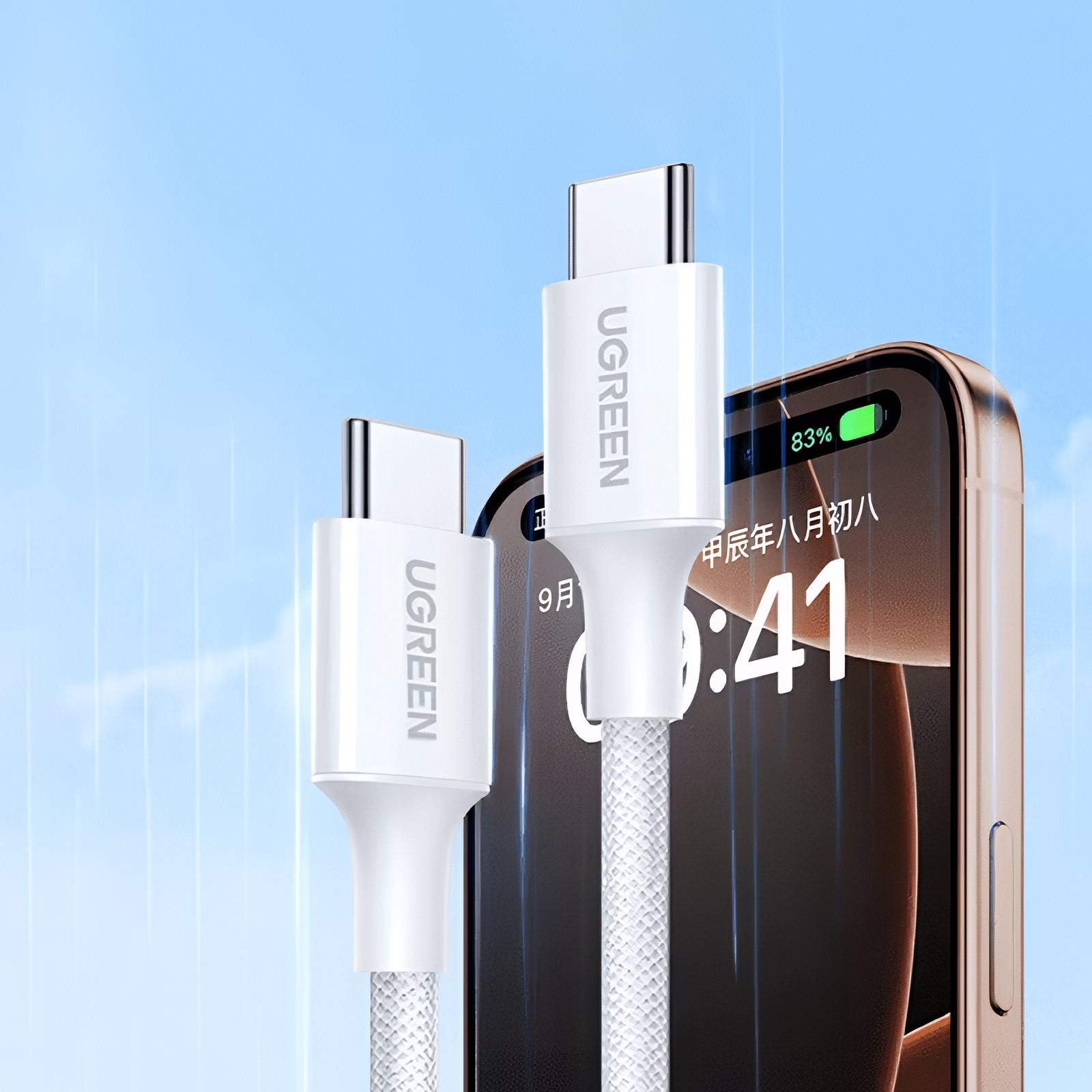 Ugreen USB-C to USB-C 3A/60W PD Fast Charging Braided Cable - 2m