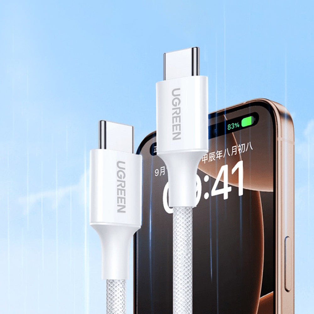 Ugreen USB-C to USB-C 3A/60W PD Fast Charging Braided Cable - 1m