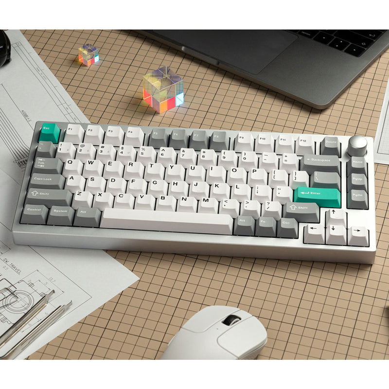 Keychron Lemokey P1 QMK/VIA Fully Assembled with Knob (Pro Version) RGB Backlight Hot-Swappable 75% Custom Gaming Keyboard - Space Silver (Super Banana Switch) (P1P-X4)