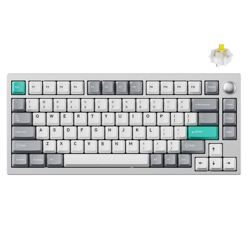 Keychron Lemokey P1 QMK/VIA Fully Assembled with Knob (Pro Version) RGB Backlight Hot-Swappable 75% Custom Gaming Keyboard - Space Silver (Super Banana Switch) (P1P-X4)