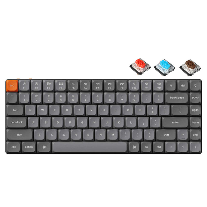 Keychron K3 Max QMK/Via RGB Backlit Hot-Swappable Compact Wireless Custom Mechanical Keyboard - Black/Grey (Low Profile Gateron Mechanical Brown Switch) (K3M-H3)