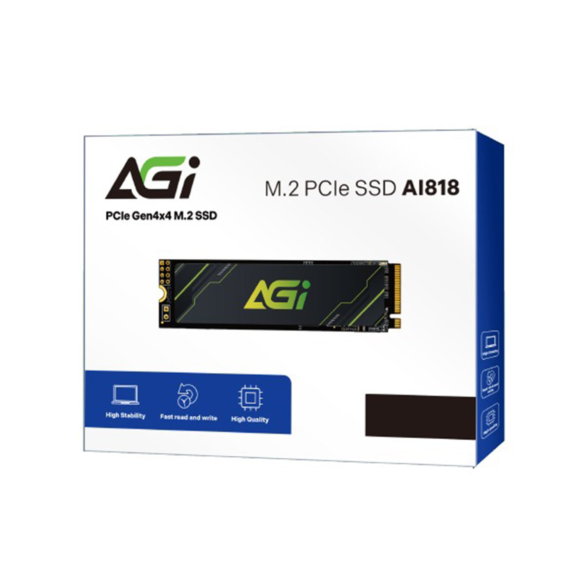 AGI AI818 512GB M.2 PCIe NVMe Gen 4x4 5000MB/s Read/4500MB/s Write Internal SSD (AGI512G44AI818-CB)